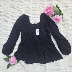 NWT Black Torrid Long Sleeve Babydoll Top